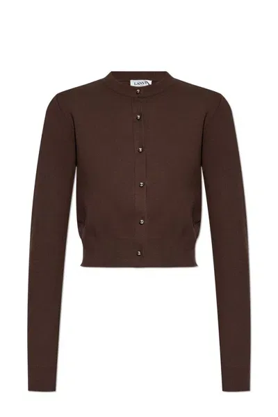 Lanvin Round Neck Cardigan In Brown