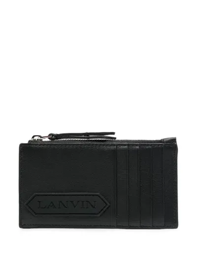 Lanvin Signature Leather Card Holder In Black