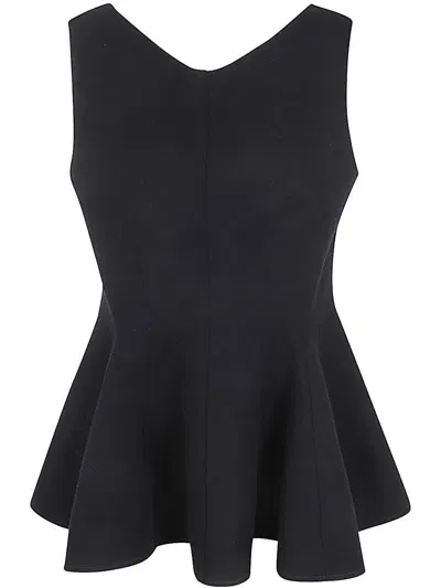 Lanvin Sleeveless Flared Top Clothing In Black