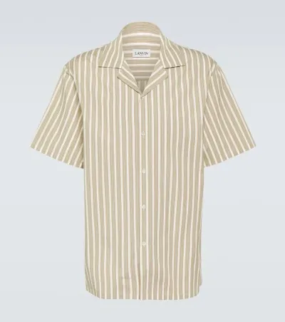 Lanvin Striped Cotton Bowling Shirt In Green