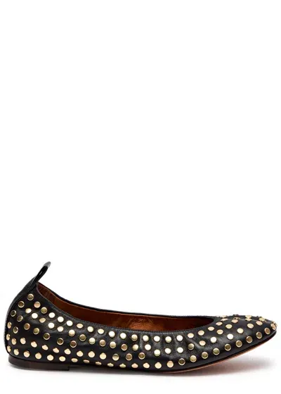 Lanvin Studded Leather Ballet Flats In Black