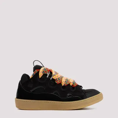 Lanvin Suedeleather Curb Sneakers In Black