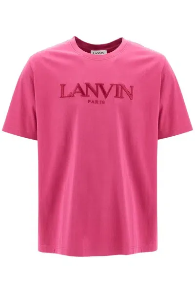 Lanvin T-shirt With Embroidered Logo Design In Pink