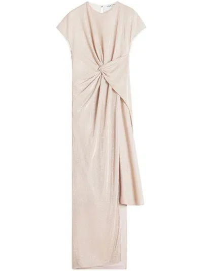 Lanvin Twist-detailing Midi Dress In Neutrals