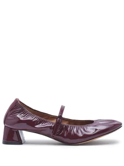 Lanvin Wedge-heel Leather Ballerinas In Red