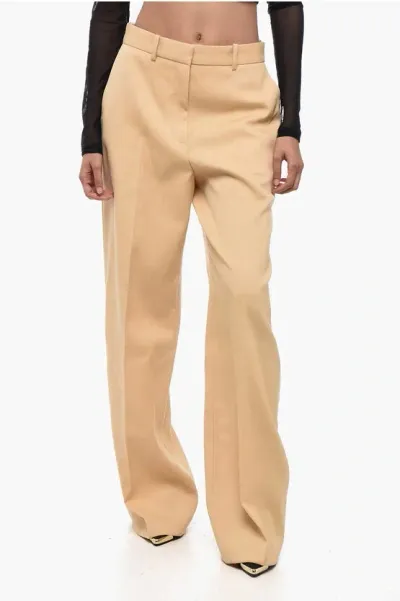 Lanvin Wool Wide-leg Pants With Pleats In Brown