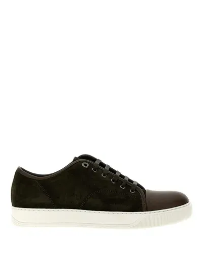 Lanvin Dbb1 Suede Sneakers In Espresso/white