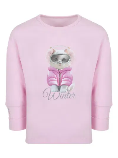 Lapin House Babies' Graphic-print Cotton Sweatshirt In Pink