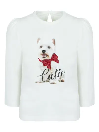 Lapin House Babies' Graphic-print Cotton T-shirt In White