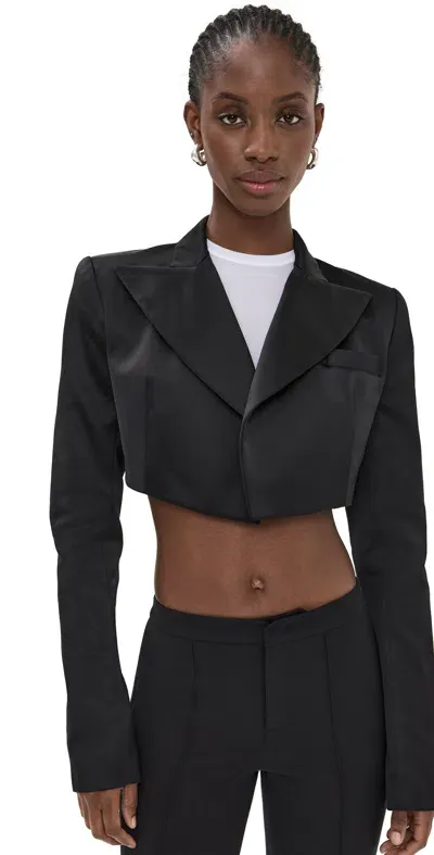 Laquan Smith Cropped Tuxedo Jacket Black