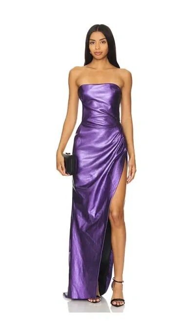 Laquan Smith Strapless Gown In Purple