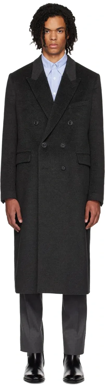 Lardini Black Virgin Wool & Alpaca Coat In 930