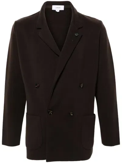 Lardini Brooch-detail Blazer In Brown