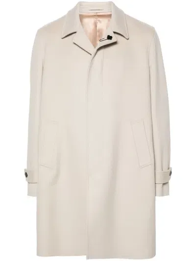 Lardini Brooch-detail Coat In Cream