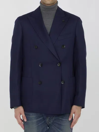 Lardini Cashmere Blend Jacket In Blue