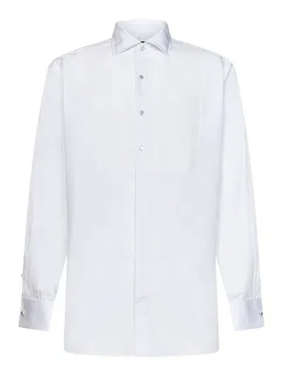 Lardini Cotton Shirt With Partial Visible Buttoning In White