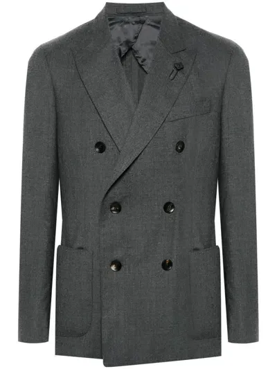 Lardini Double-breasted Blazer In Grey