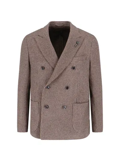 Lardini Double-breasted Blazer In Brown