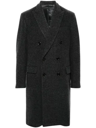 Lardini Double-breasted Coat In Black