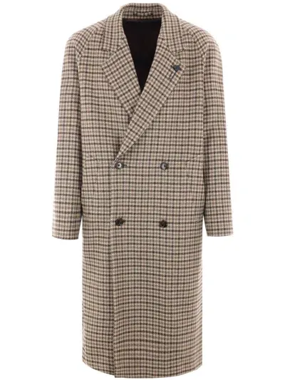 Lardini Double-breasted Coat In Nude