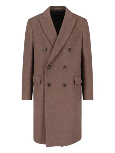 Lardini Double-breasted Midi Coat In Brown