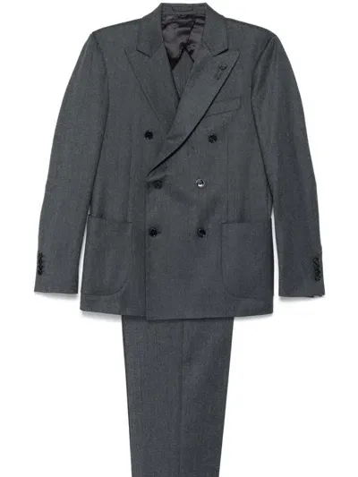 Lardini Double-breasted Suit In Grey