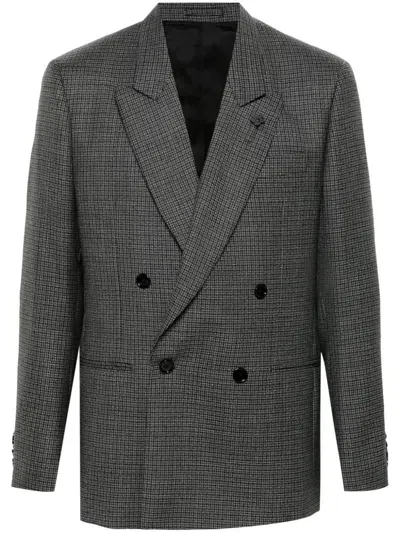 Lardini Houndstooth Blazer In Grey