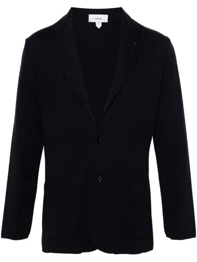 Lardini Single-breasted Knitted Blazer In Blue