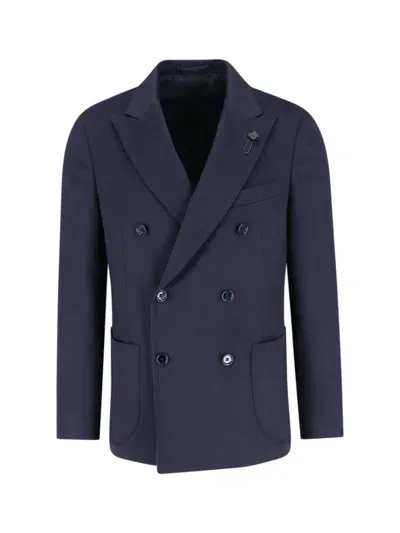 Lardini Double-breasted Blazer In Blue