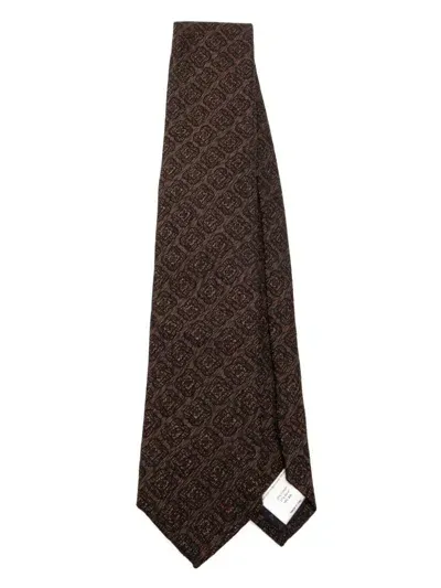 Lardini Jacquard Tie In Brown