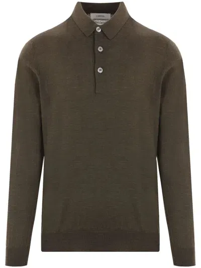 Lardini Long-sleeve Polo Shirt In Brown