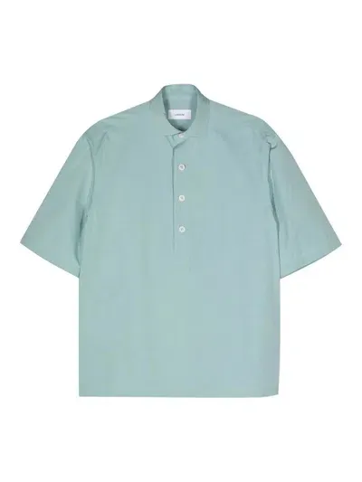 Lardini Short-sleeve Cotton Shirt In Azul Claro