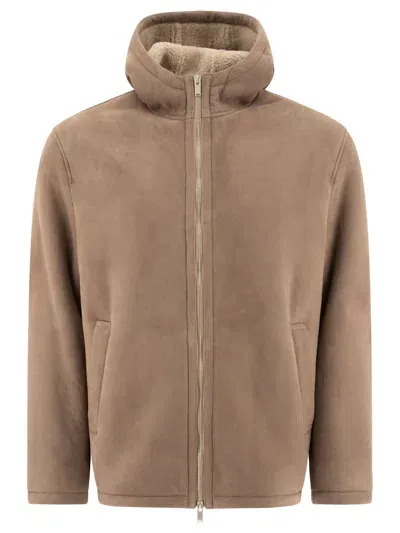 Lardini Shearling Jacket In Beige