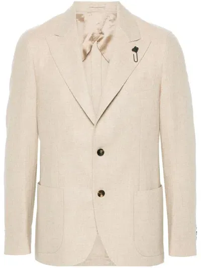 Lardini Single-breasted Blazer In Beige