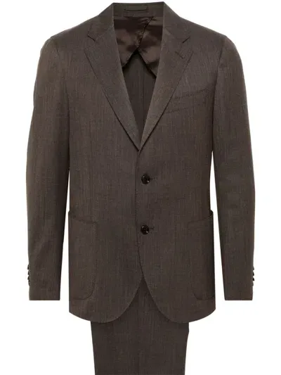 Lardini Single-breasted Suit In Brown