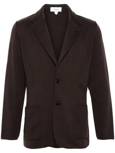 Lardini Single-breasted Virgin Wool Blazer In Brown