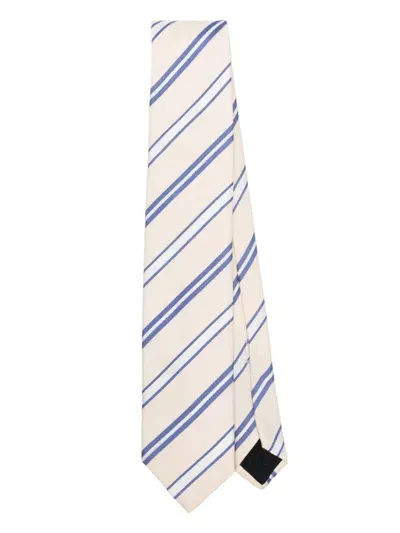 Lardini Striped Silk Tie In Neutrals