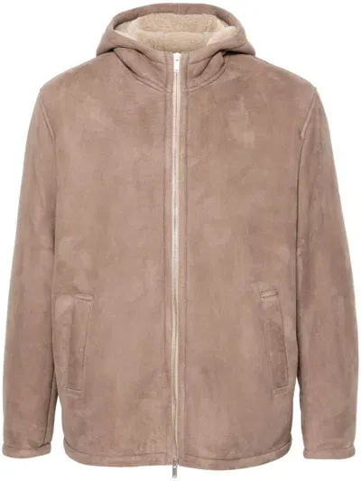 Lardini Suede Jacket In Brown