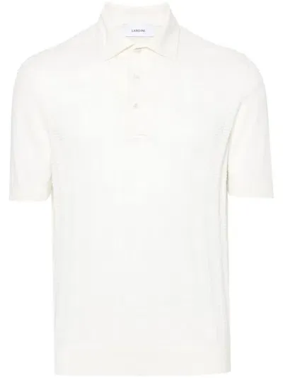 Lardini Pointelle-knit Cotton Polo Shirt In White