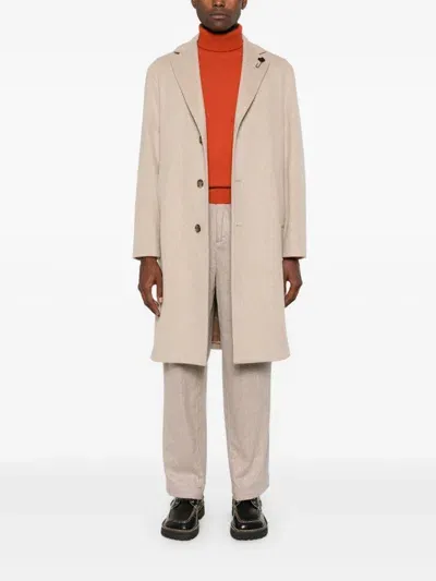 Lardini Virgin-wool Coat In Beige