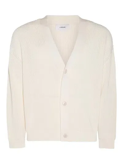 Lardini White Cotton Cardigan In Blanco