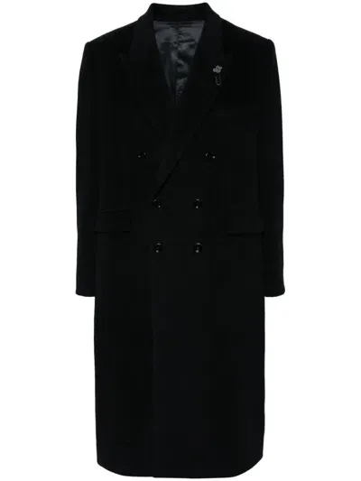 Lardini Wool Coat In Black