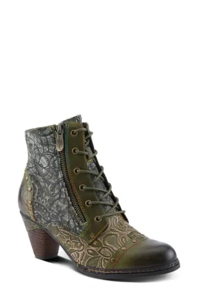 L'artiste By Spring Step Avyanna Cap Toe Bootie In Olive Multi