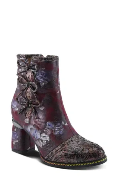 L'artiste By Spring Step Carre Cap Toe Bootie In Plum Multi