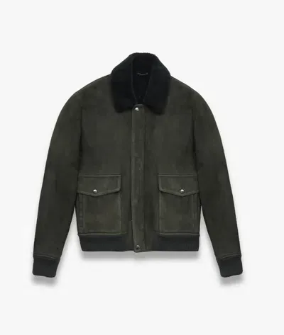 Larusmiani Aviator Jacket Transatlantic Leather Jacket In Olive