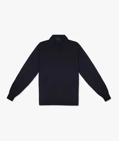 Larusmiani Long Sleeve Polo Coppa Europa Sweater In Blue