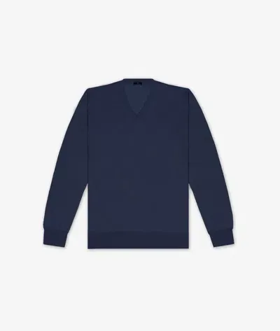 Larusmiani V-neck Sweater Pullman Sweater In Navy