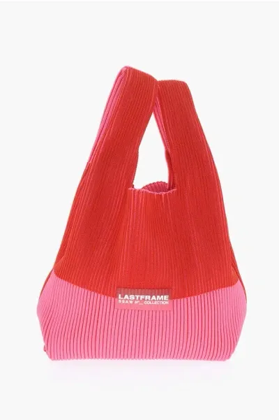 Last Frame Two-tone Knitted Tote Bag In Red