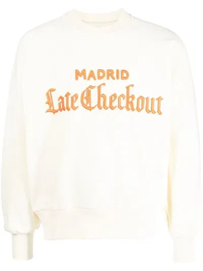 Late Checkout Logo-patch Sweatshirt In Weiss