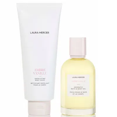 Laura Mercier Ambre Vanille Exfoliating Body Wash And Bath And Body Oil Bundle In White